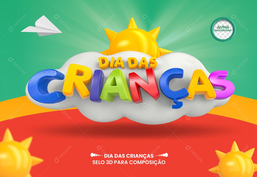 Dia Das Crianças Selo 3D Para Composição PSD