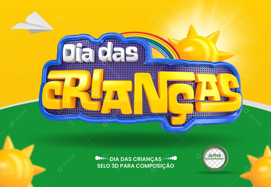 Dia das Crianças Selo 3D Para Composição PSD