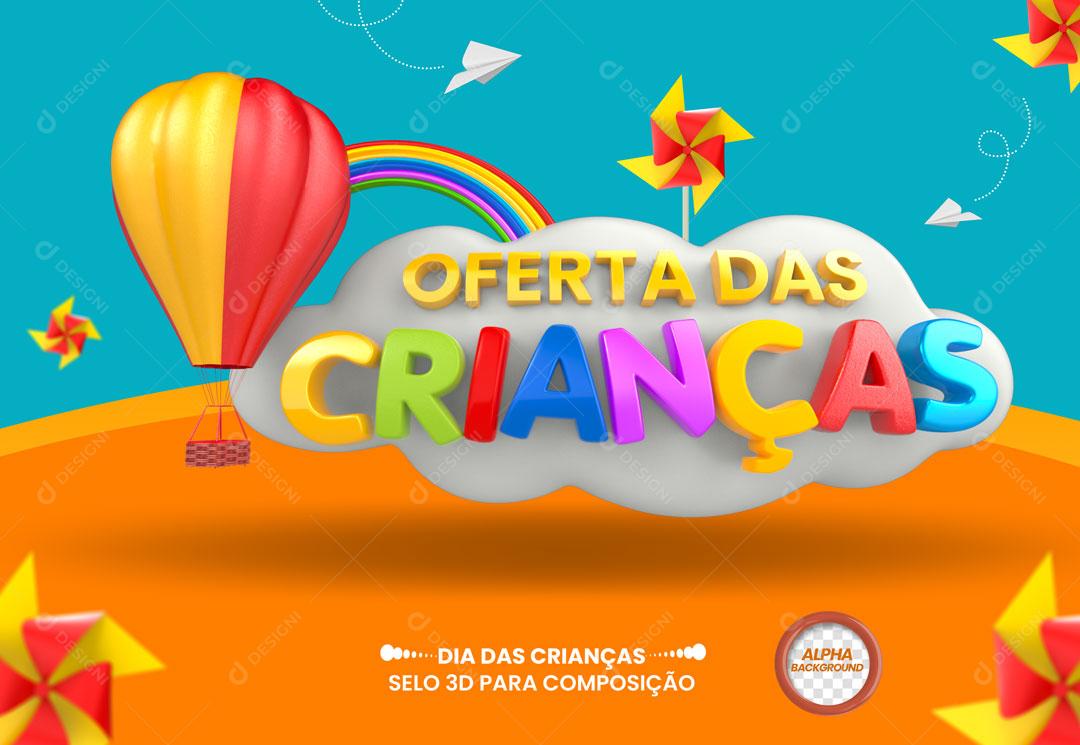 Dia das Crianças Selo 3D Para Composição PSD Editável
