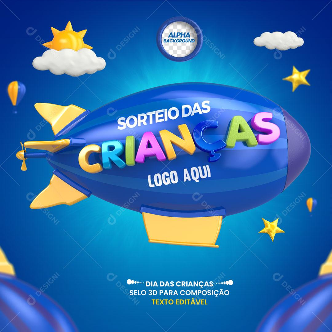 Sorteio Das Crianças Selo 3D Para Composição Textos Editáveis PSD