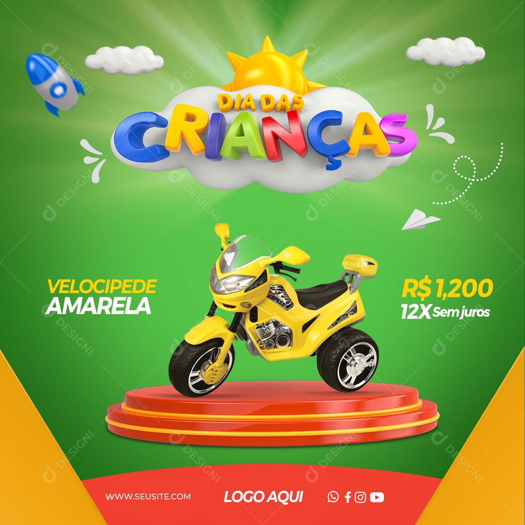 Post Feed Loja Semana Das Crianças Produto Velocipede Social Media PSD Editável