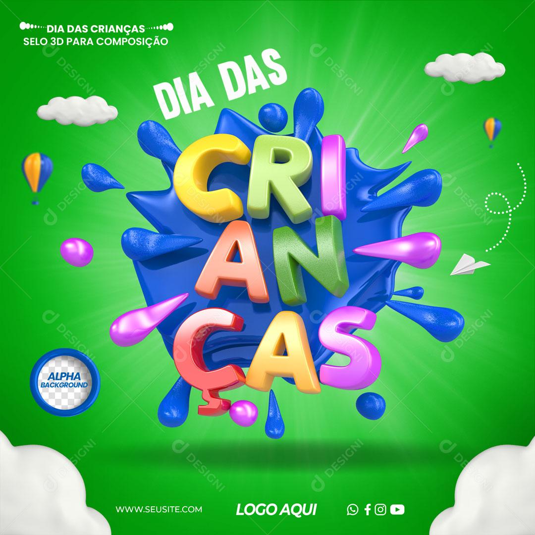 Dia das Crianças Selo 3D Para Composição PSD Editável