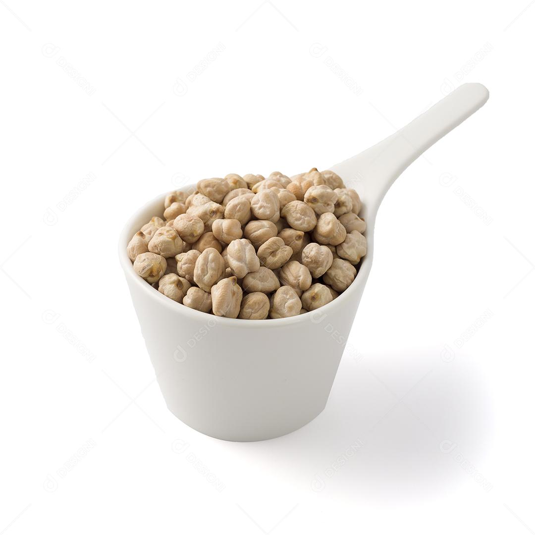 Copo Branco Cheio de Grão de Bico Imagem JPG