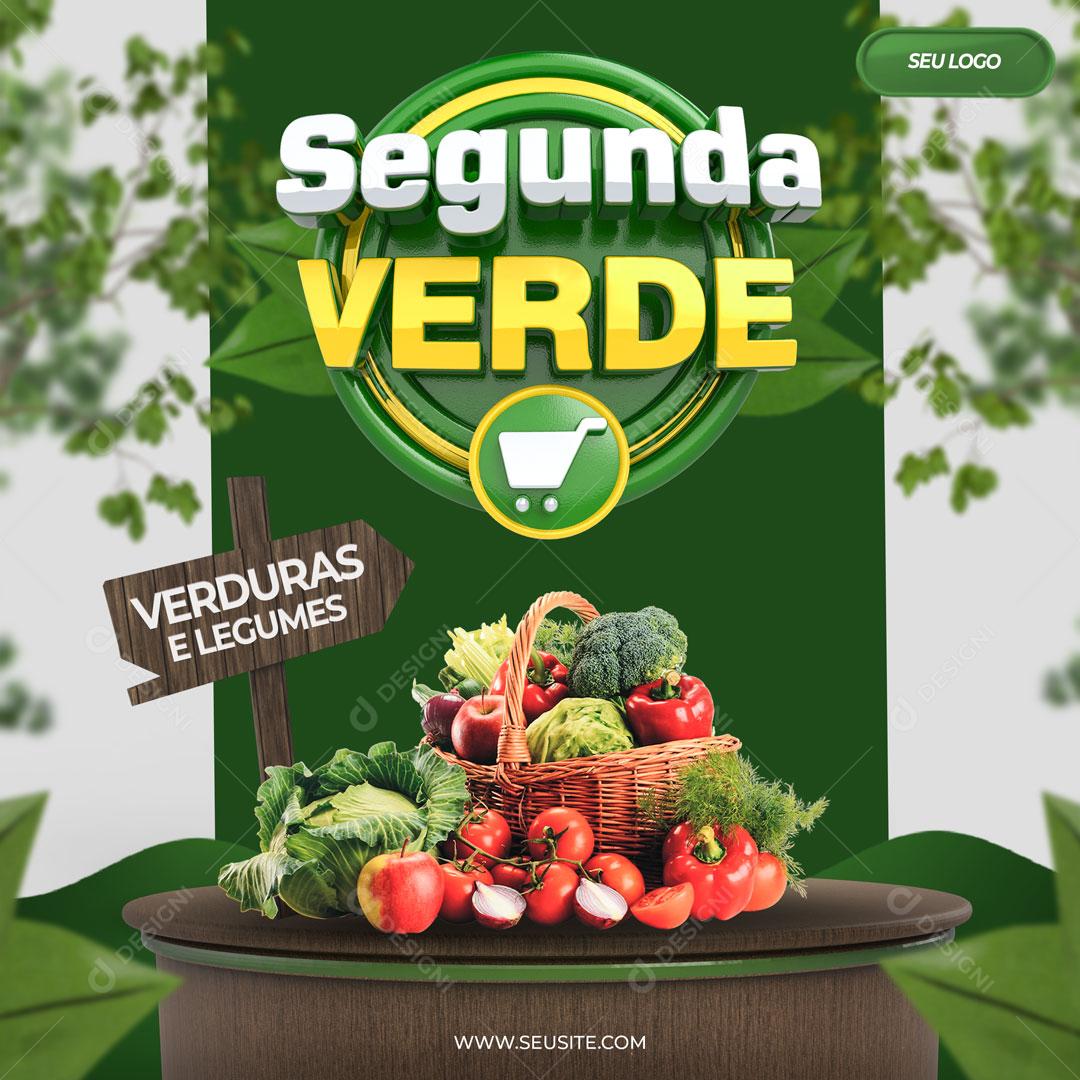 Post Feed Hortifruti Segunda da Verde Verduras e Legumes Social Media PSD Editável