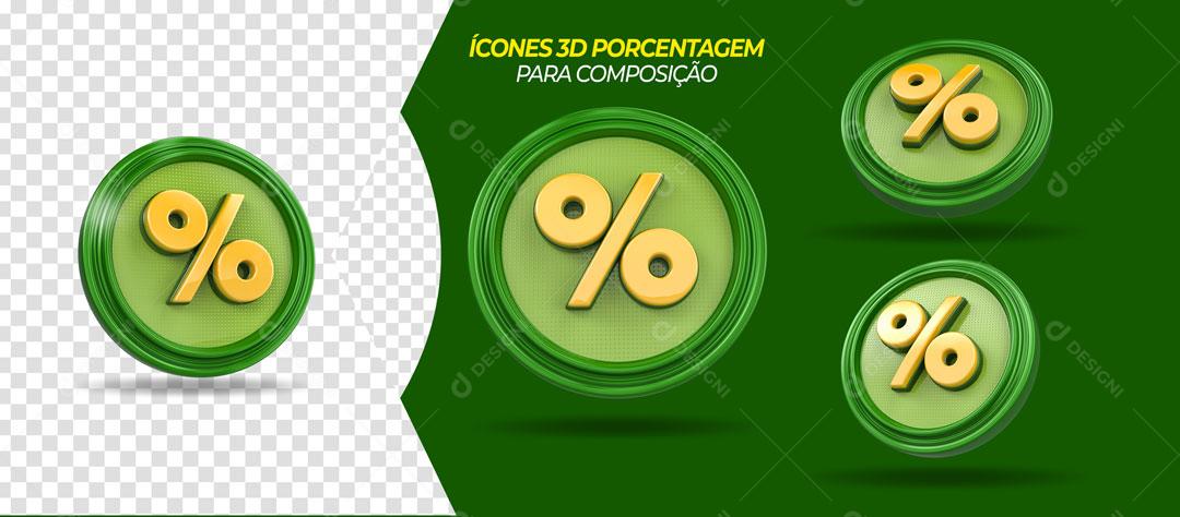 Porcentagem Ícones 3D Para Composição PSD Editável
