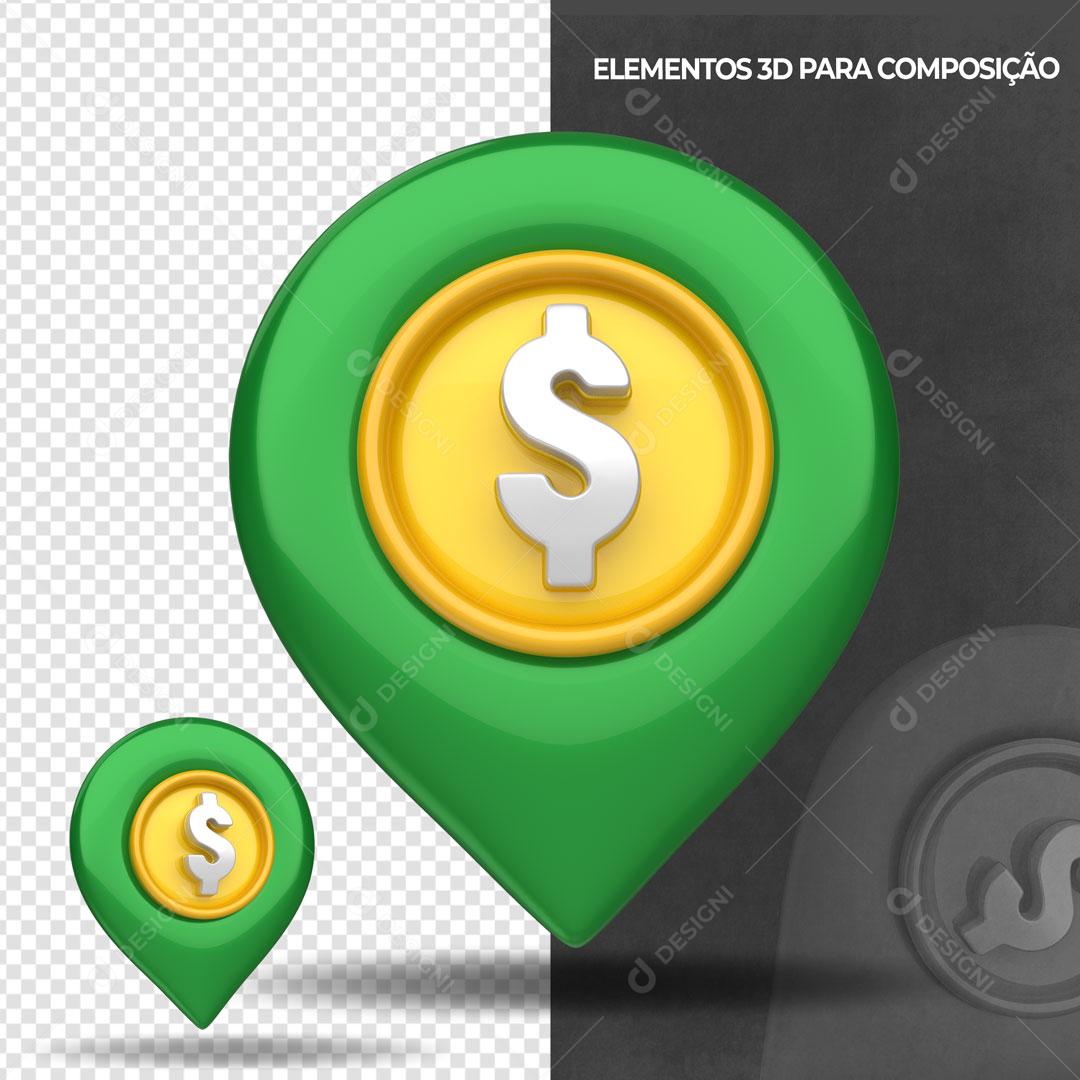 Pin de Localização Elemento 3D Para Composição PSD Editável