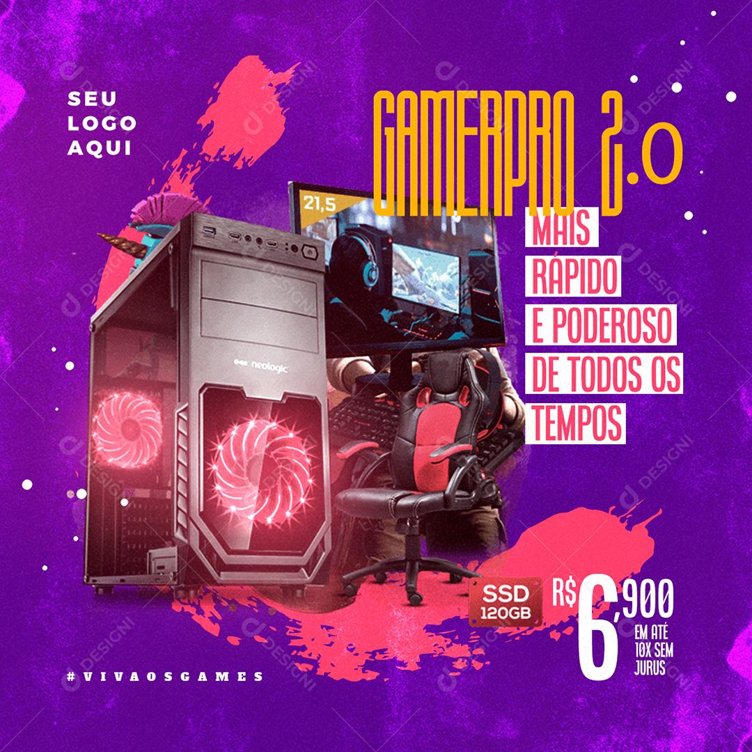 Computador PC Game Game Pro 2.0 Social Media PSD Editável