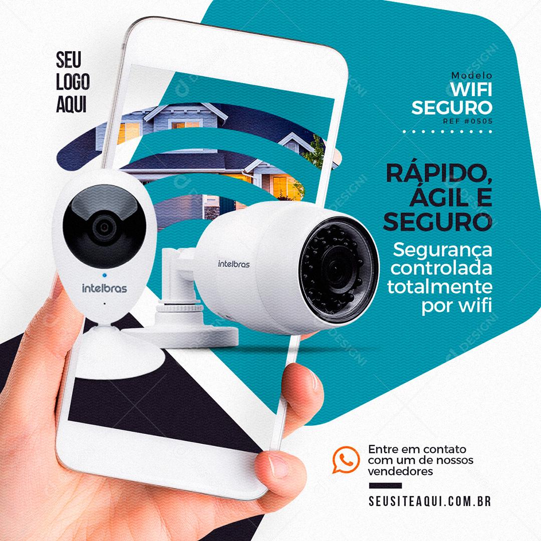 Rápido Ágil e Seguro Câmera de Segurança Social Media PSD Editável