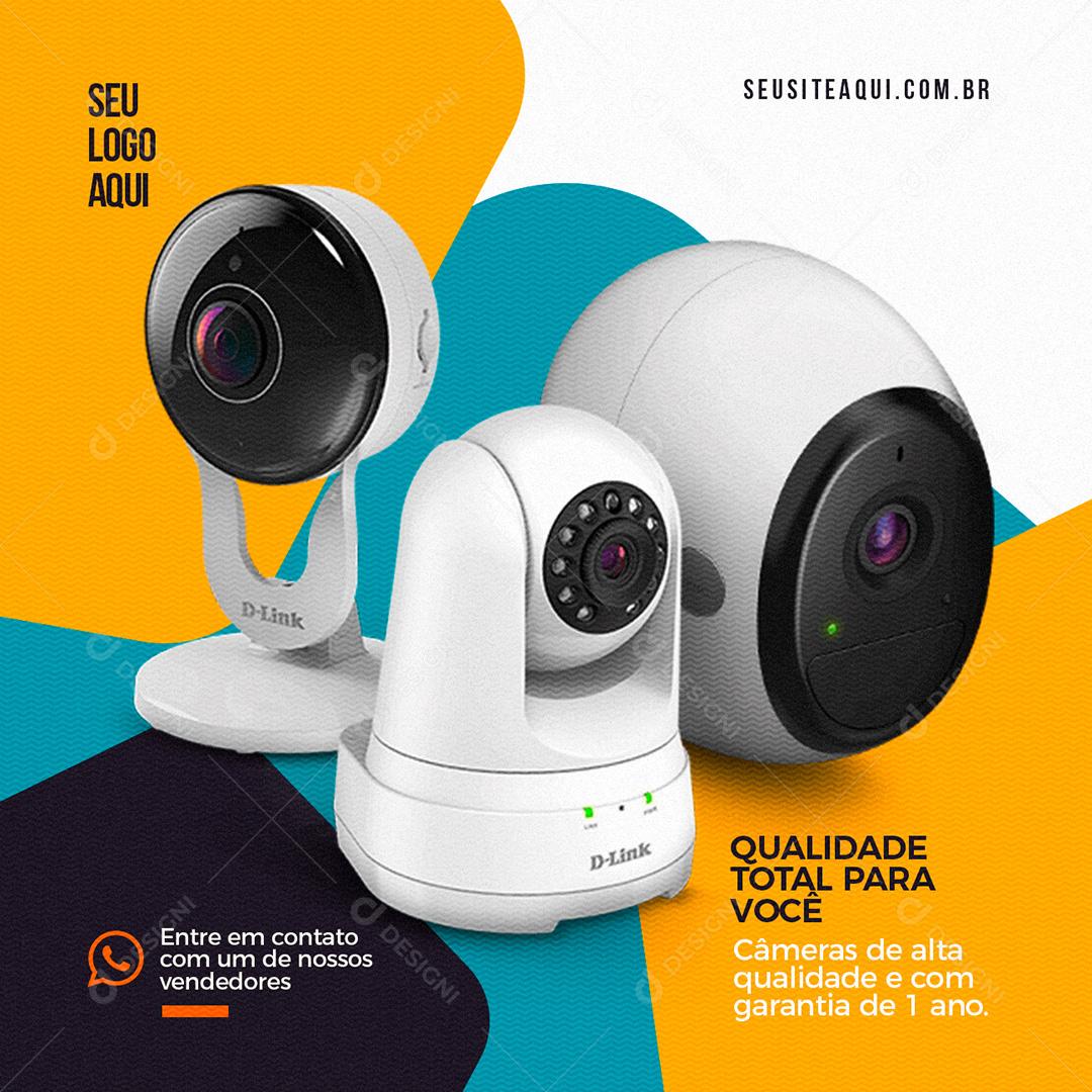 Câmera de Segurança Qualidade Total Social Media PSD Editável