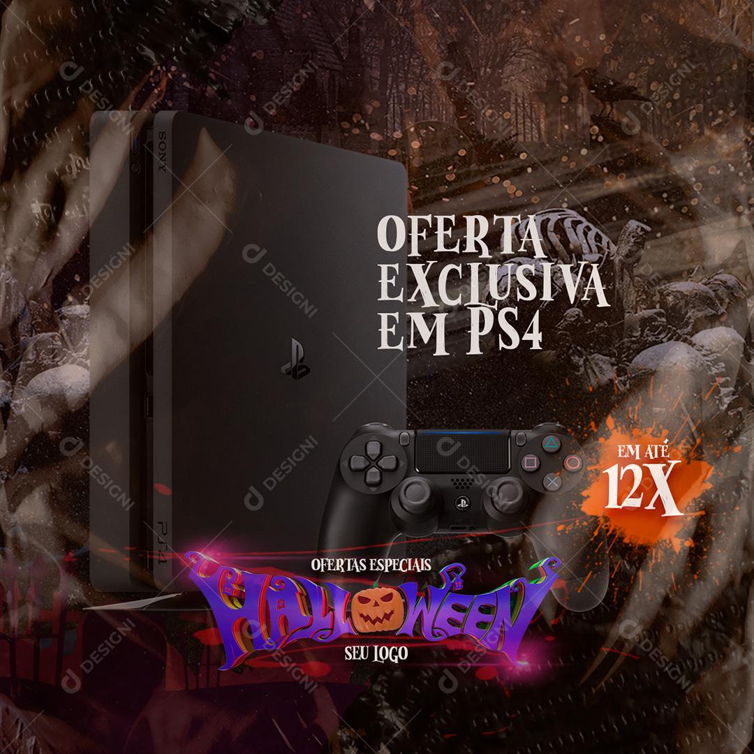 Oferta Exclusiva Halloween Playstation 4 Social Media PSD Editável