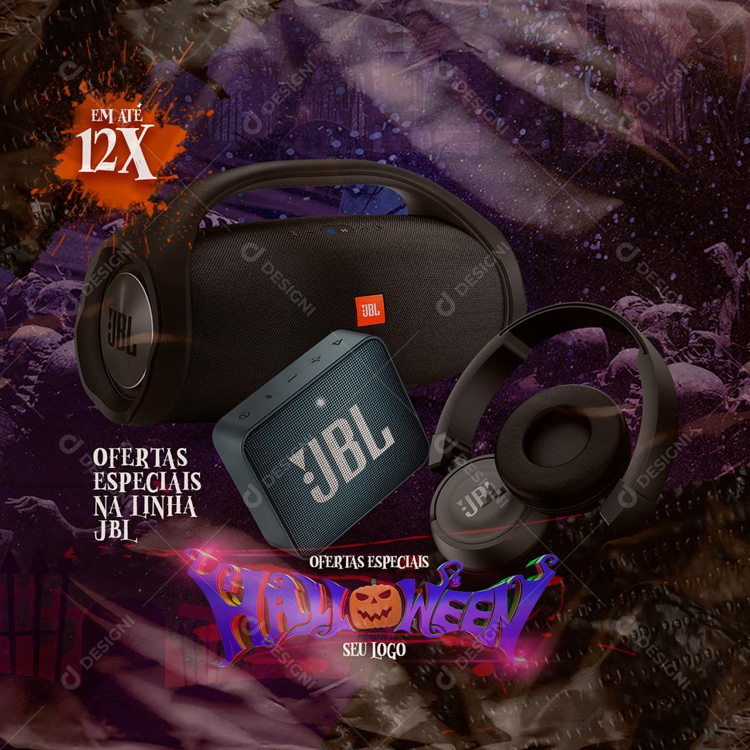 Ofertas Especiais de Halloween Linha JBL Social Media PSD Editável