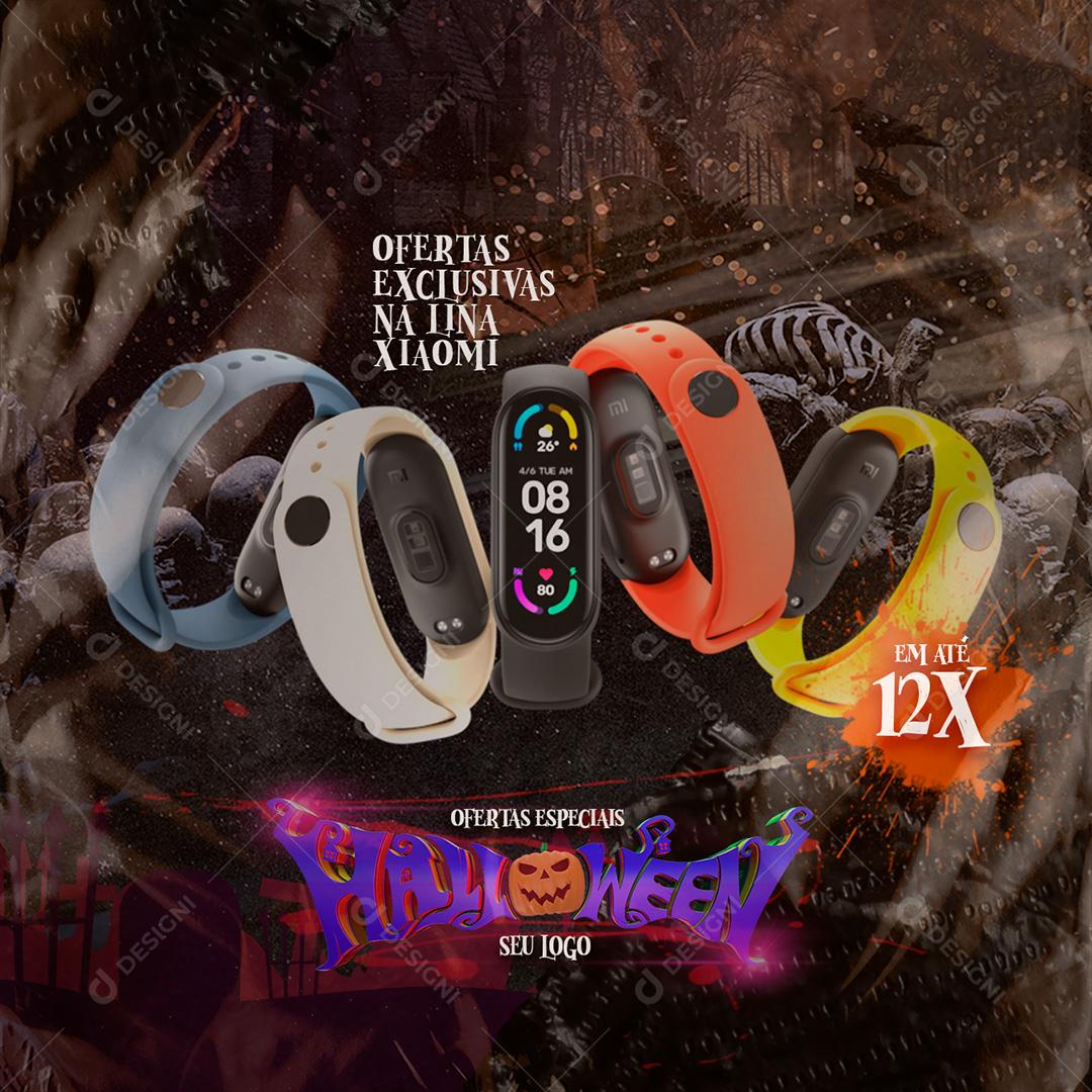 Ofertas Exclusivas Halloween Xiaomi Mi Band Social Media PSD Editável