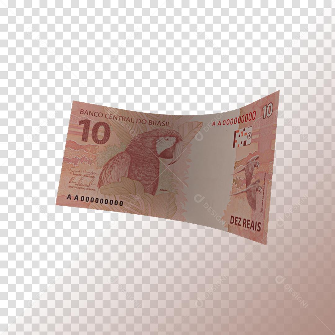 Nota de 10 Reais Dinheiro Elemento 3D PNG Transparente Sem Fundo