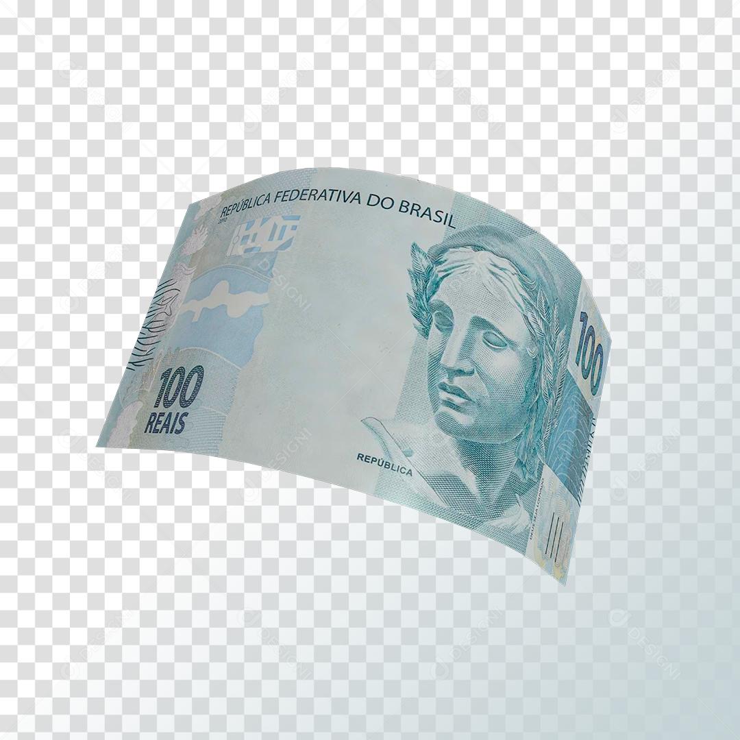 Nota de 100 Reais Dinheiro Elemento 3D PNG Transparente Sem Fundo