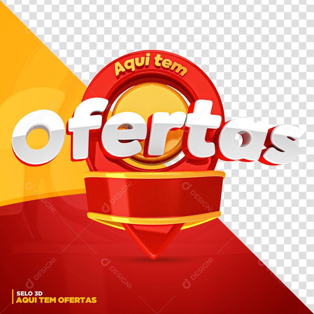 Aqui Tem Ofertas Selo 3D Para Composição PSD