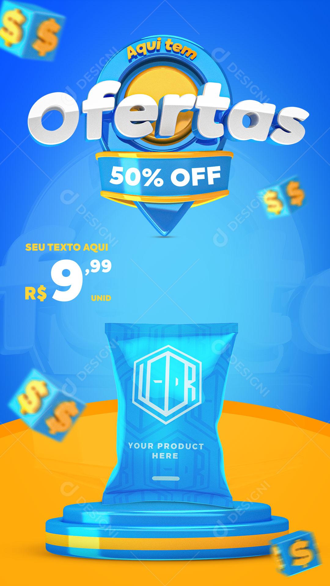 Post Story Supermercado Aqui Tem Ofertas Produtos Social Media PSD Editável