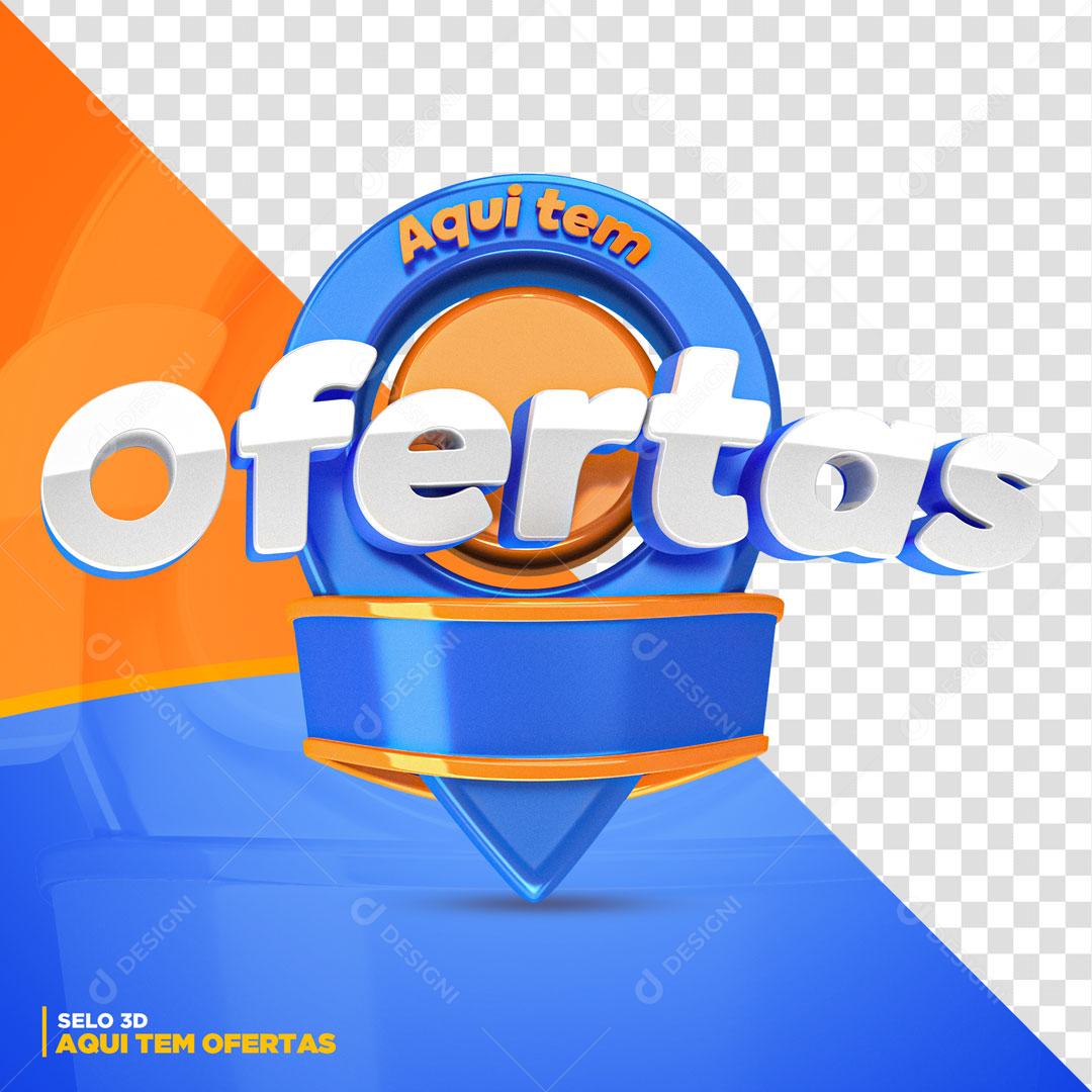 Aqui Tem Ofertas Selo 3D Para Composição PSD