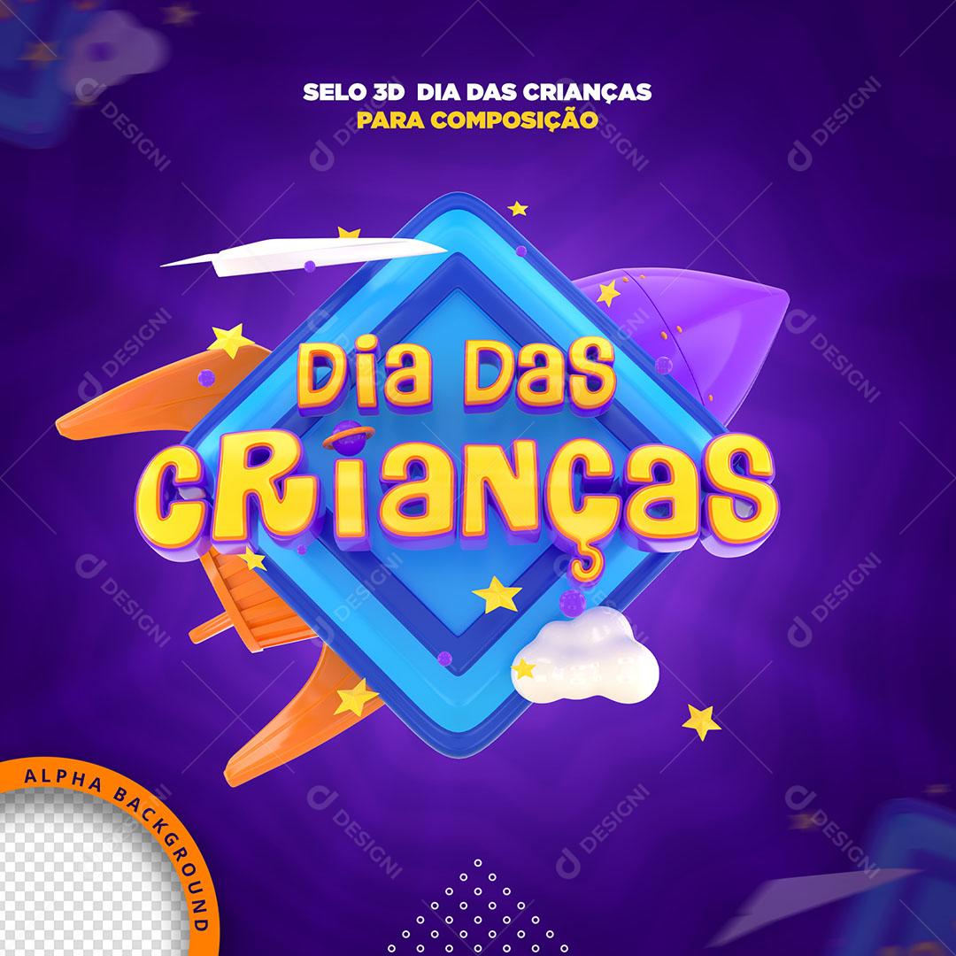 Dia das Crianças Selo 3D Para Composição PNG Transparente