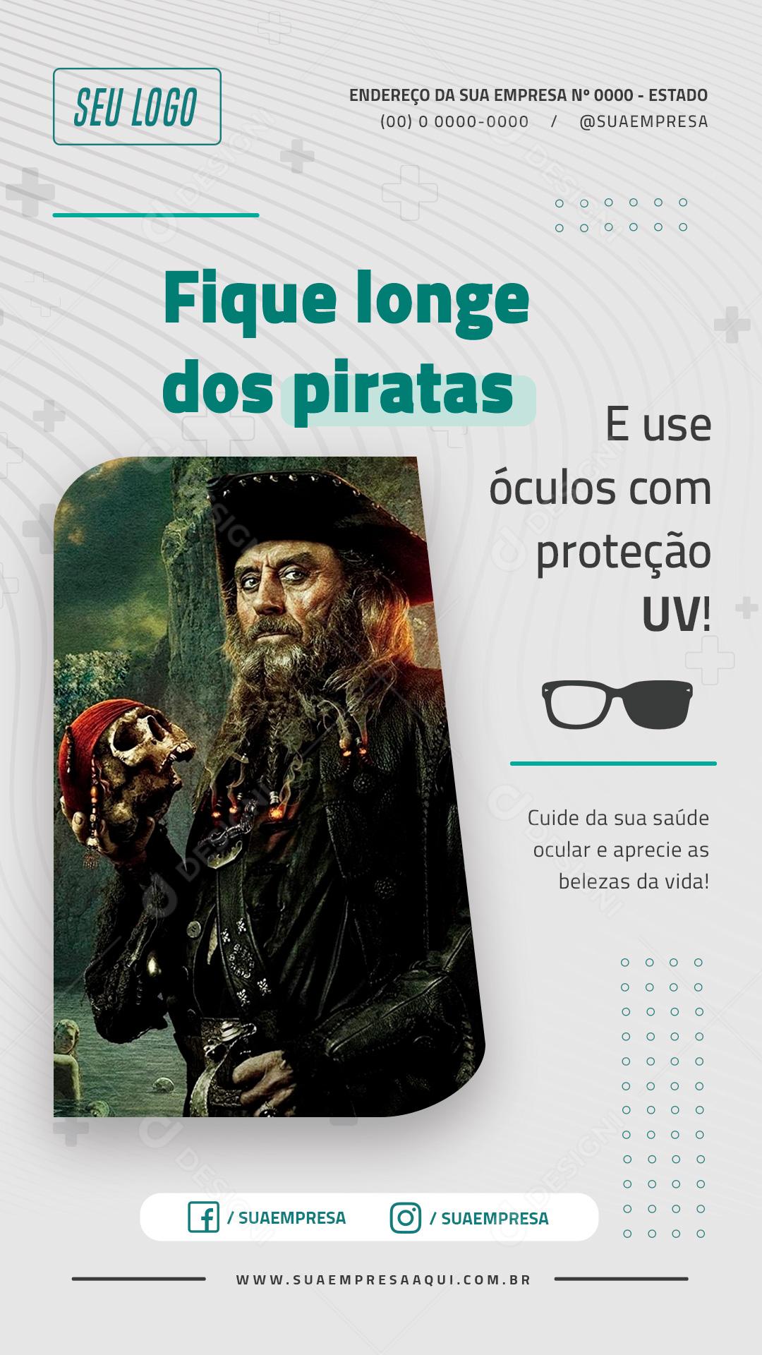 Fique Longe Dos Piratas E Use Óculos Com Proteção UV Social Media PSD Editável