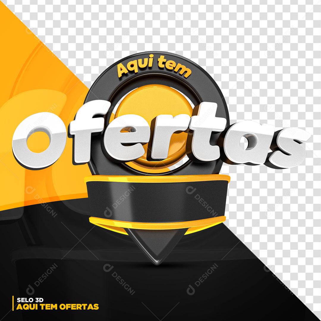 Aqui Tem Ofertas Selo 3D Para Composição PSD