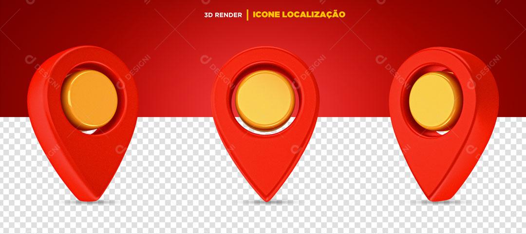Pin de Localização Elemento 3D Vermelho Para Composição PSD