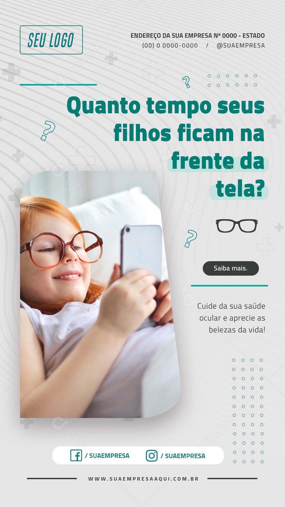 Quanto Tempo Seus Filhos Ficam Na Frente Da Tela Social Media PSD Editável