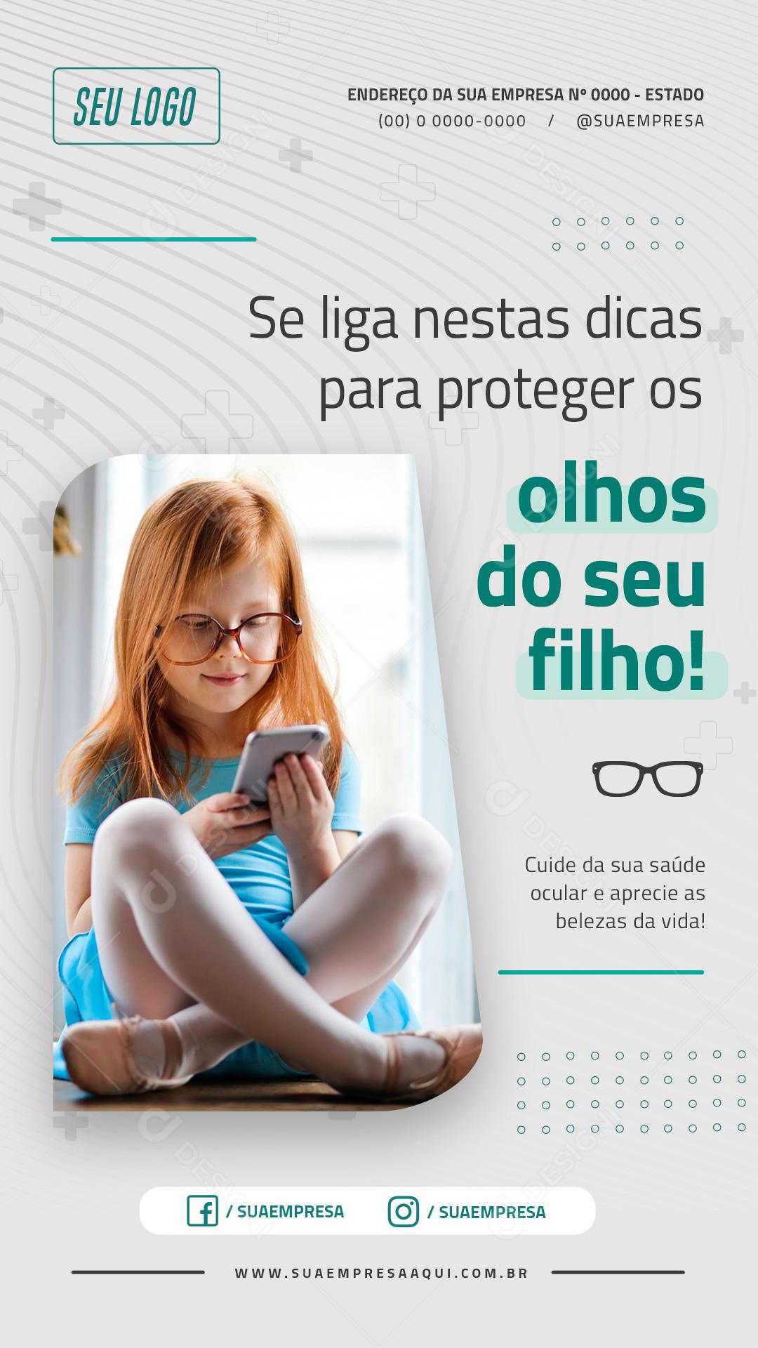 Post Story Ótica Saiba Quando Seu Filho Precisa de Óculos Social Media PSD Editável