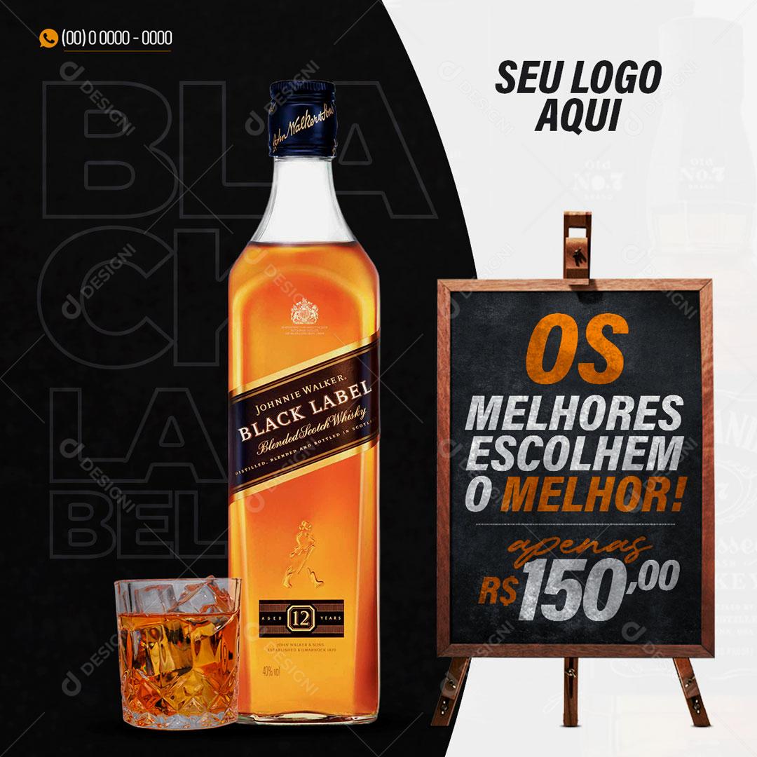Post Feed Distribuidora Whisky Black Label Social Media PSD Editável