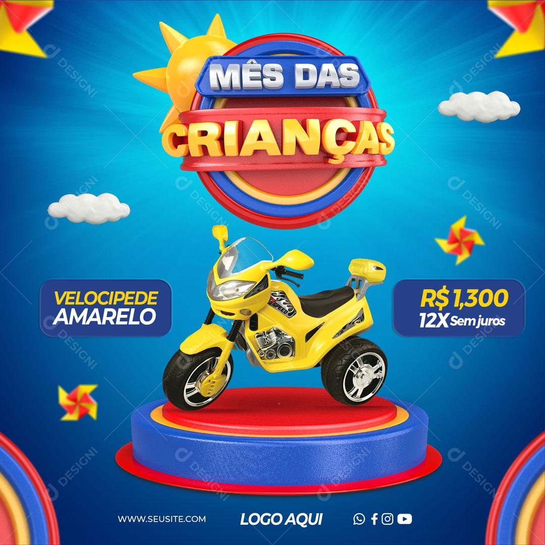 Post Feed Loja Mês Das Crianças Produto Velocipede Social Media PSD Editável