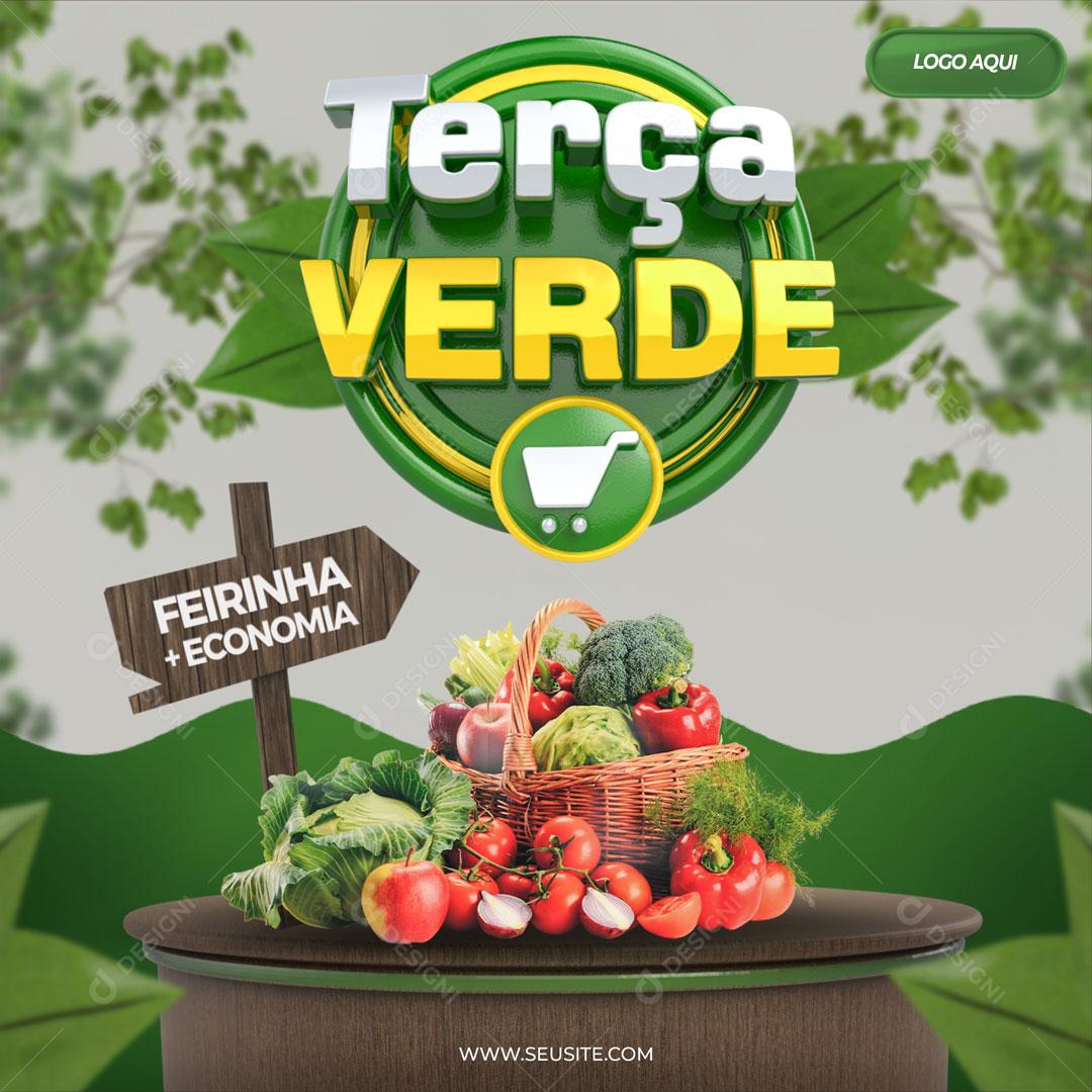 Post Feed Hortifruti Terça Verde Feirinha + Economia Social Media PSD Editável