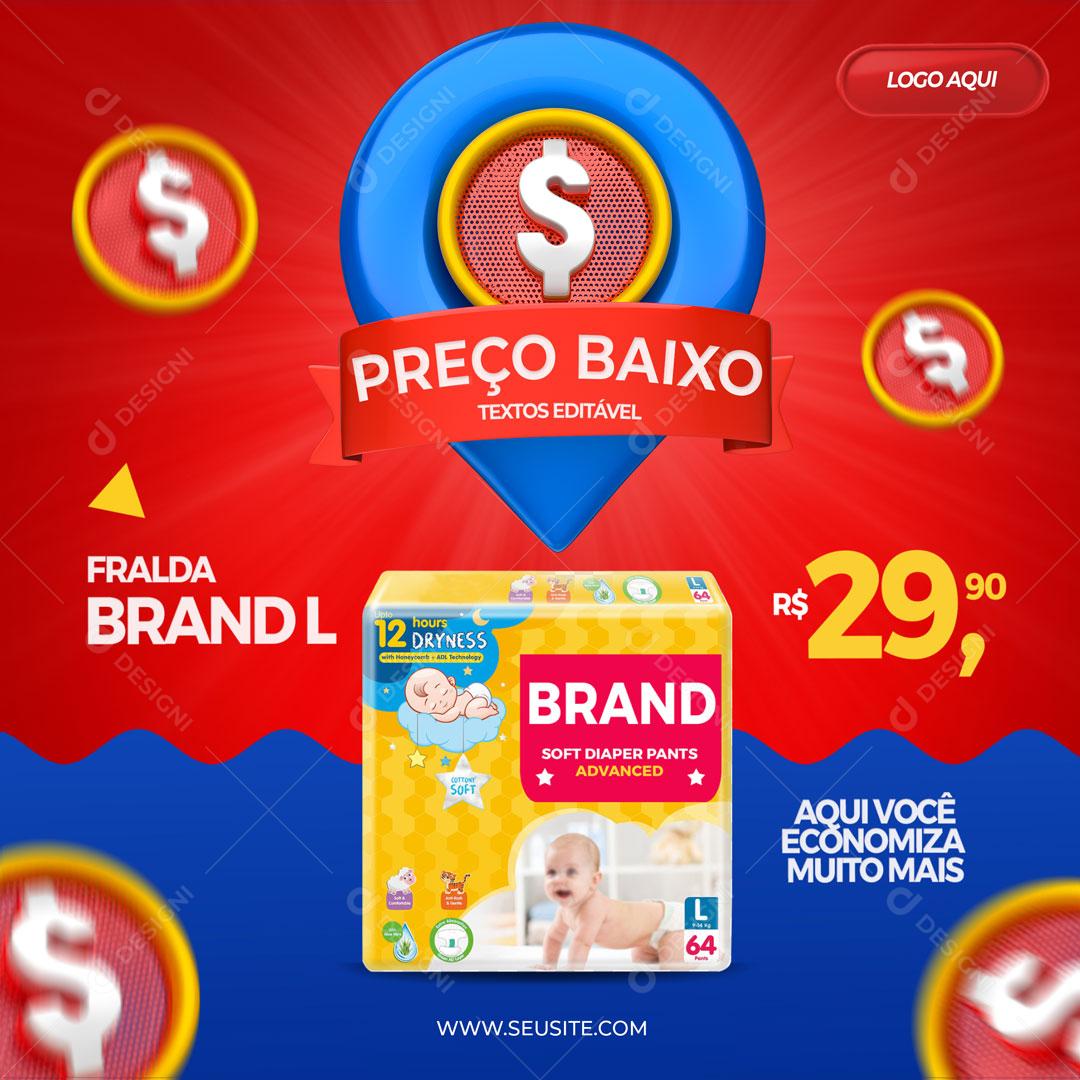 Post Feed Supermarket Low Price Product Social Media Editable PSD