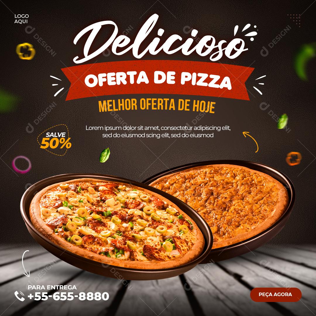 Post Feed Pizzaria Delicioso Oferta de Pizza Social Media PSD Editável