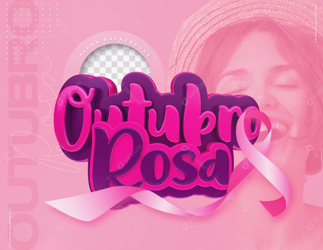 Outubro Rosa Selo 3D Para Composição PSD