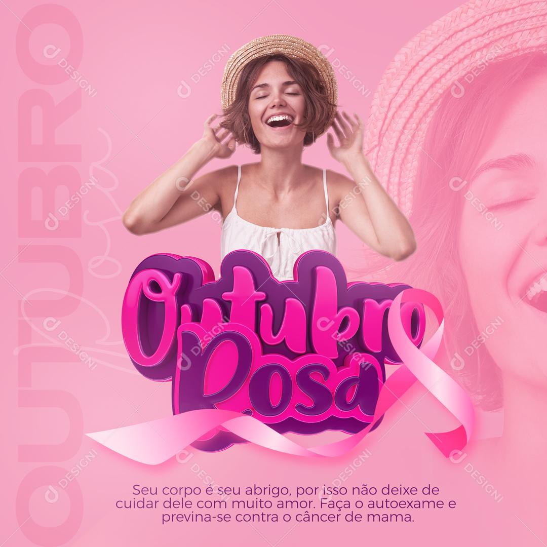 Post Feed Outubro Rosa Seu Corpo e Seu Abrigo Social Media PSD Editável