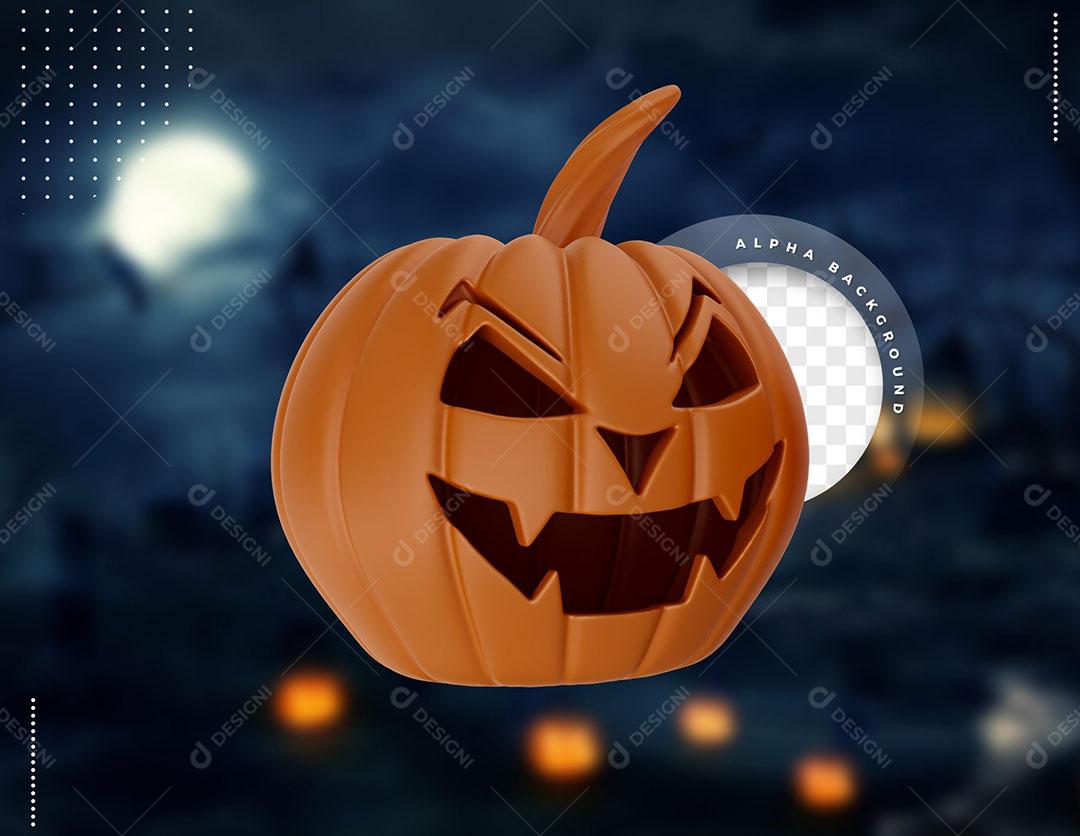 Elemento 3D de Halloween Abóbora Para Composição PSD Editável