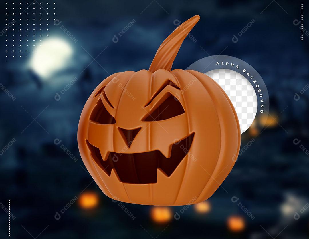 Elemento 3D de Halloween Abóbora Para Composição PSD Editável