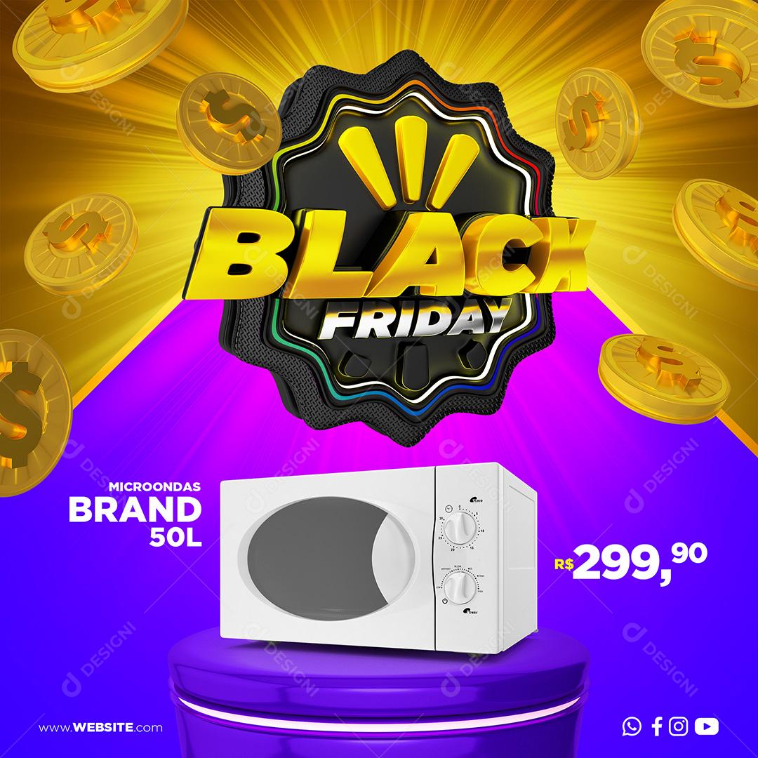 Black Friday Microondas Brand 50L Eletrodomésticos Social Media PSD Editável