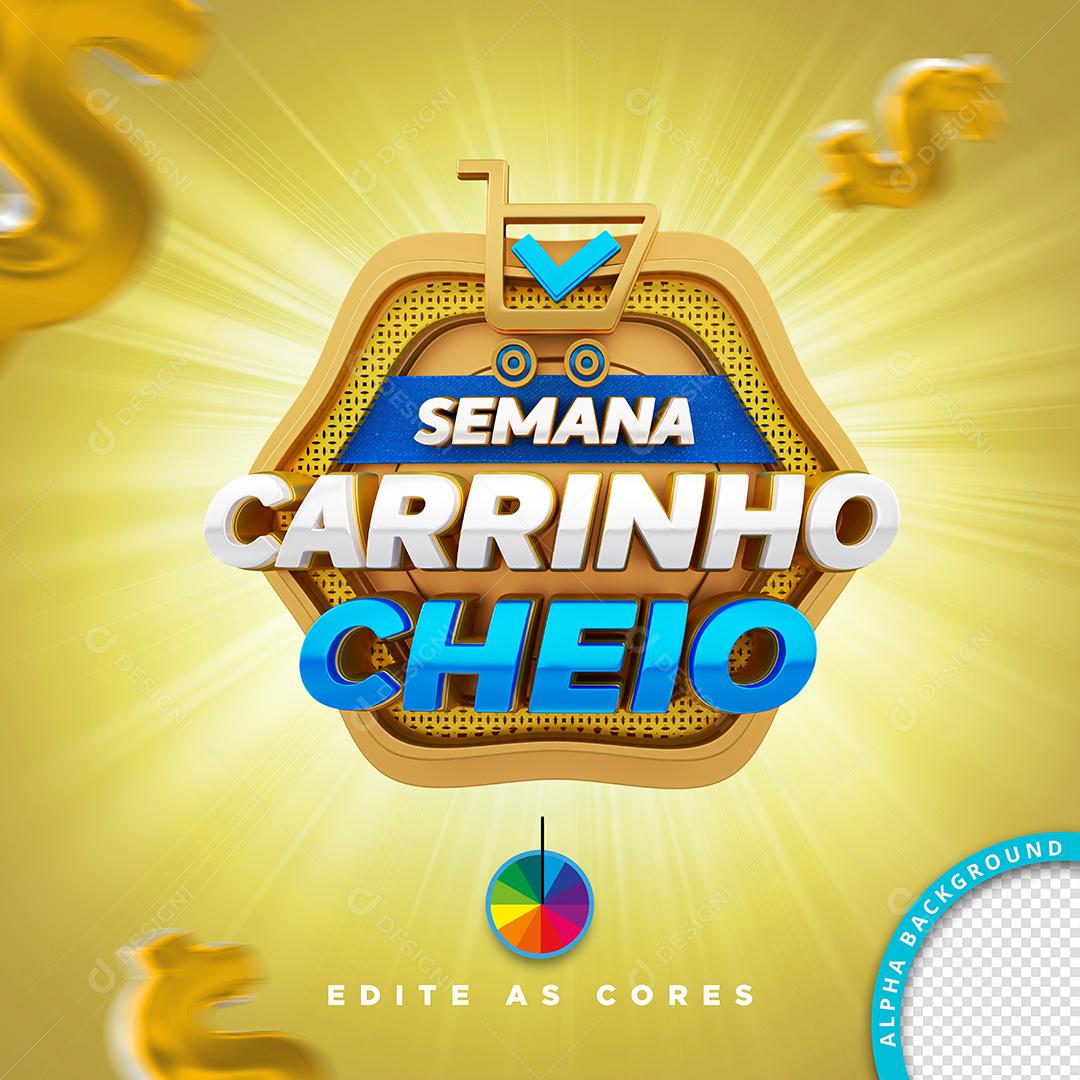 Selo 3D para Composição Semana Carrinho Cheio PSD Cores Editáveis