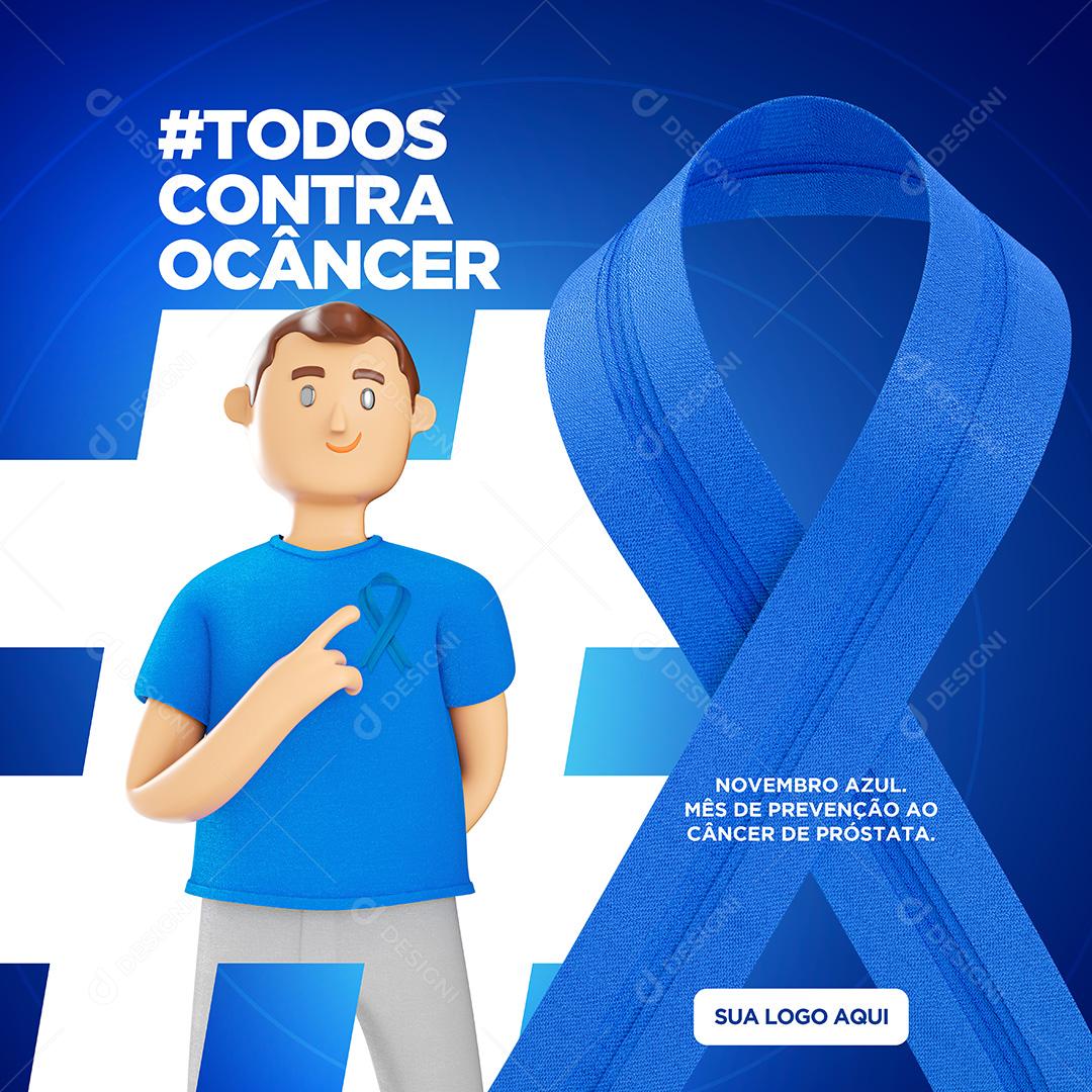Todos Contra O Câncer de Próstata Novembro Azul Social Media PSD Editável