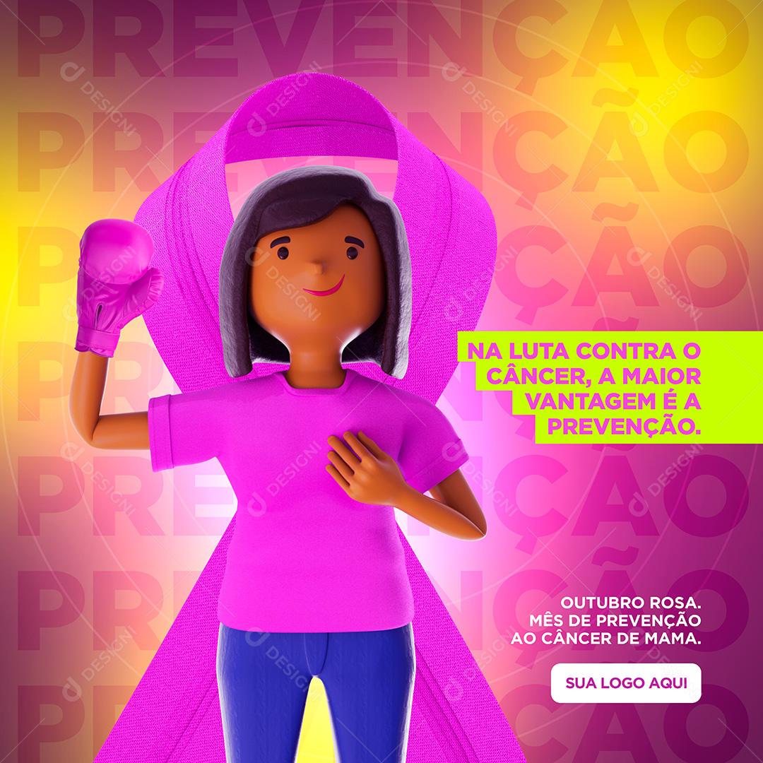Prevenção Câncer de Mama Outubro Rosa Social Media PSD Editável