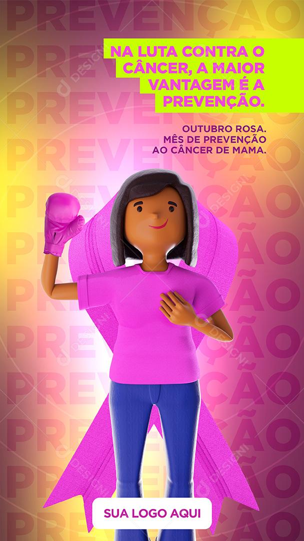 Prevenção Câncer de Mama Outubro Rosa Stories Social Media PSD Editável