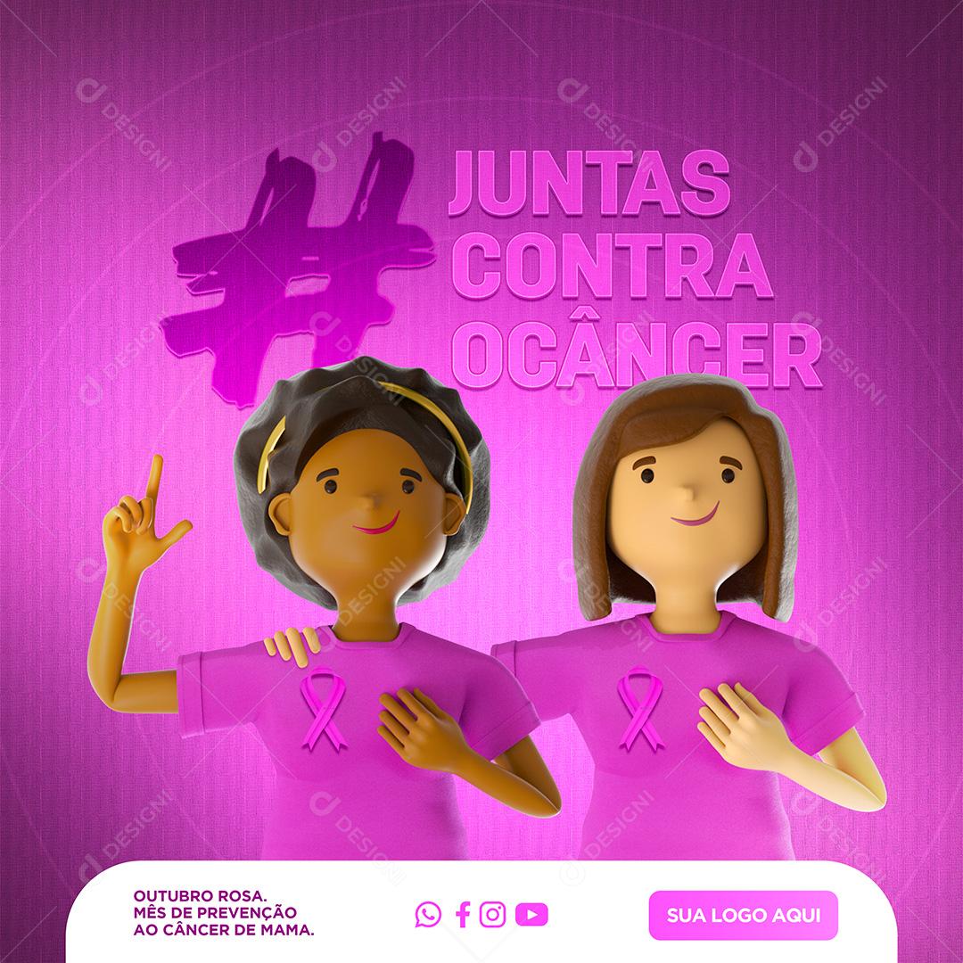 Juntas Contra O Câncer de Mama Outubro Rosa Social Media PSD Editável