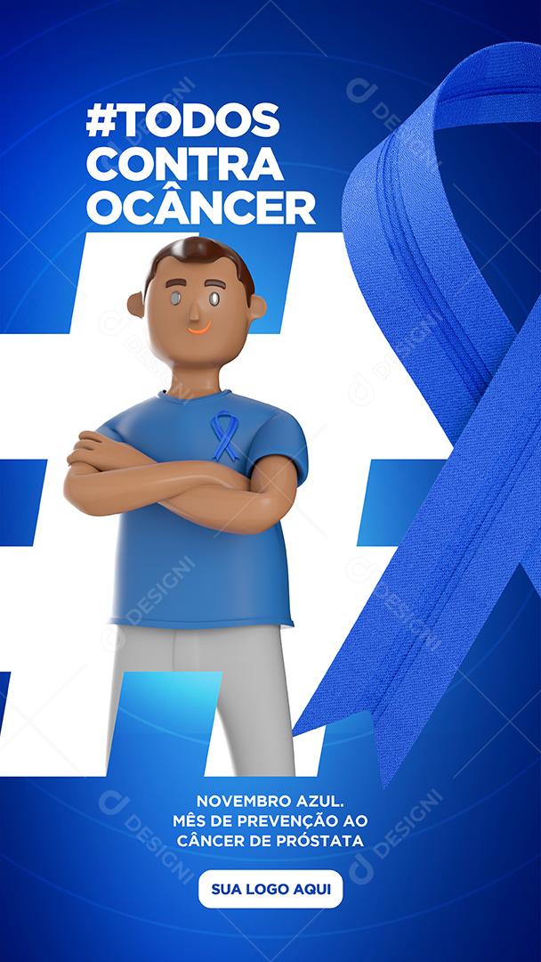 Todos Contra O Câncer de Próstata Novembro Azul Stories Social Media PSD Editável
