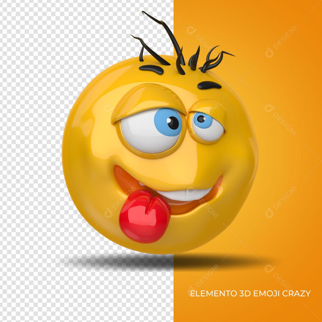 Emoji Crazy Elemento 3D Para Composição PSD