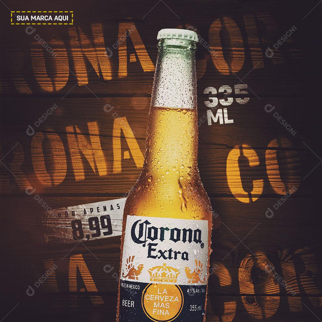 Post Feed Distribuidora Cerveja Corona Social Media PSD Editável