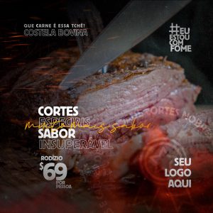 Post Feed Churrascaria Cortes Especiais Sabor Insuperável Social Media PSD Editável