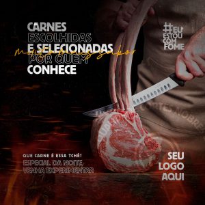 Post Feed Churrascaria Carnes Escolhidas e Selecionadas Social Media PSD Editável