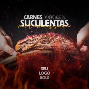 Post Feed Churrascaria Carnes Macias e Suculentas Social Media PSD Editável