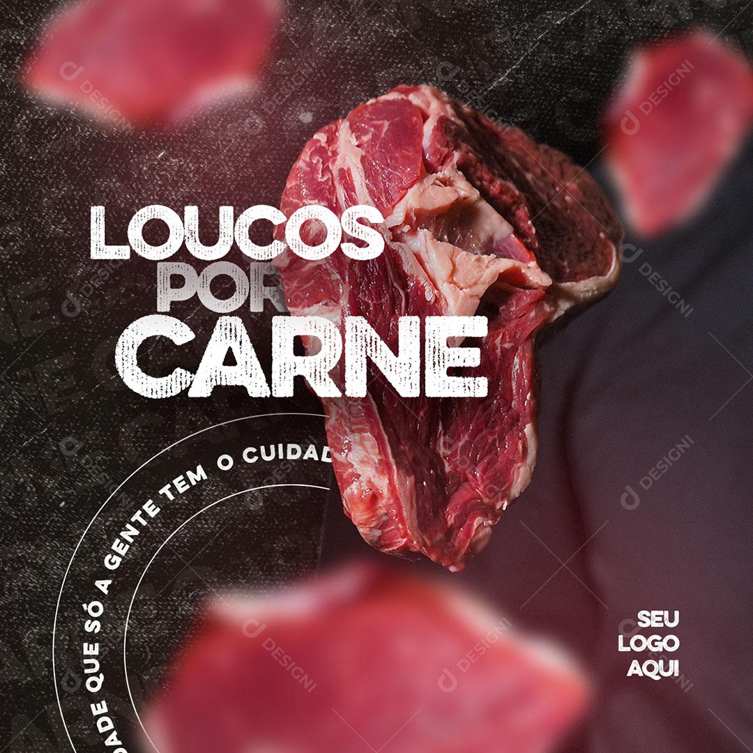 Post Feed Açougue Loucos Por Carne Social Media PSD Editável