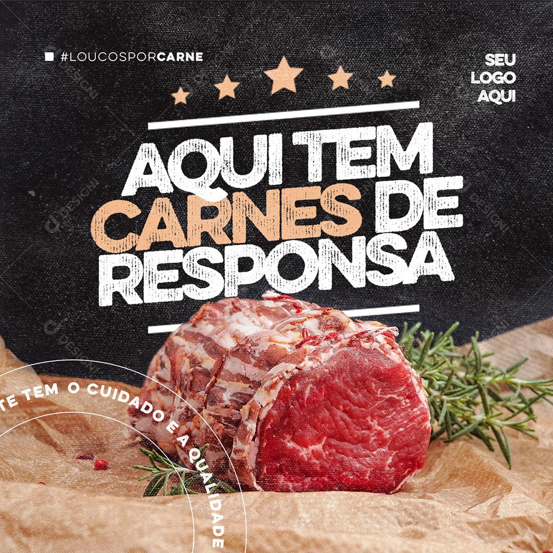 Post Feed Açougue Aqui Tem Carnes de Responsa Social Media PSD Editável